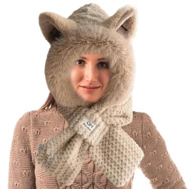Imagem de Chapéus de animais para adultos, chapéu de lobo | Gorro de chapéu com orelhas de animal com orelhas,Fantasia de animal com lenço, chapéus de inverno femininos para inverno interno e externo