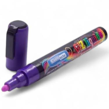 Imagem de Giz Líquido Caneta Lousa Vidro Ponta Dupla 05mm 8gr Violeta