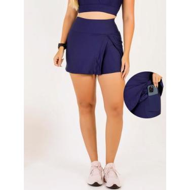 Imagem de Short Saia Fitness Moda Evangélica Academia Com Bolso Abertura Fenda S