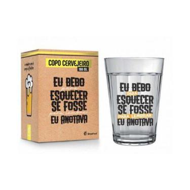 Imagem de Copo Americano em Vidro Eu Bebo para Esquecer 190ml - BrasFoot