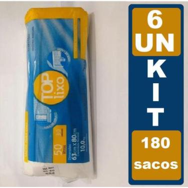Imagem de Kit 6 Sacos de Lixo 50L 180Uni. Tipo C 63cm x 80cm - Extrusa Pack