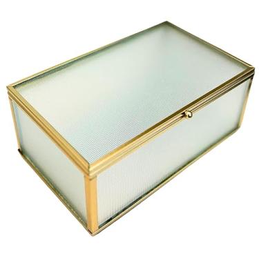 Imagem de Caixa Organizadora Multiuso com Tampa em Ferro e Vidro Jateado (M | Jateada)