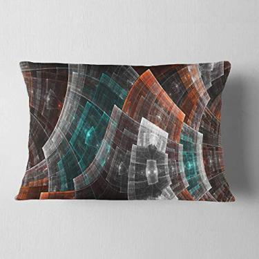 Imagem de Designart Brown psicodélico Fractal Metal Grid Art' Abstrato Lombar Sala de Estar, Sofá, Enchimento de Almofada + Capa de Almofada Estampada em ambos os lados 30,5 x 50,8 cm