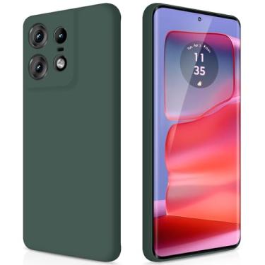 Imagem de GiiYoon Capa para Motorola Edge 50 Pro, capa protetora de corpo inteiro com toque suave e sedoso, case à prova de choque com forro em microfibra - Verde