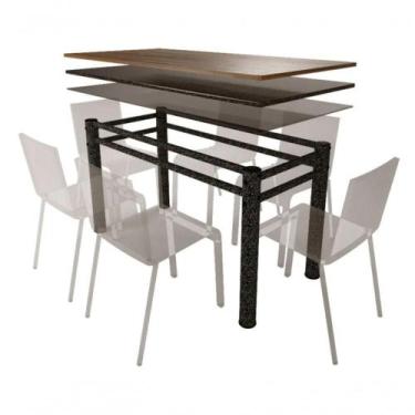 Imagem de Base Retangular P/Mesa Jantar Vidro Madeira Texturizado - CONVENIENZA
