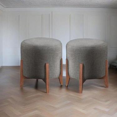 Imagem de Kit 2 Puff Decorativo Para Sala Redondo Luxo Dallas Linho - Black Hous