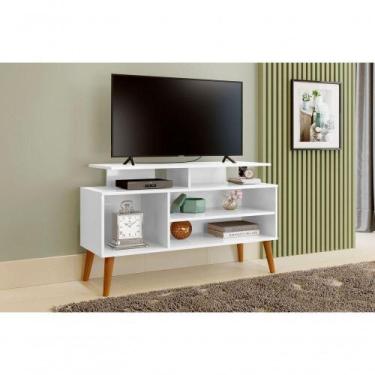 Imagem de Rack Lion Sala Estar Estante Com Nichos E Prateleiras Cor:branco - CAR