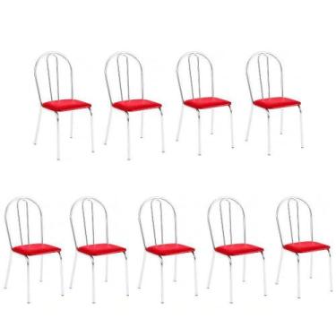 Imagem de Kit 9 Cadeiras Lisboa Cromada Para Cozinha Ou área Gourmet-assento Sin