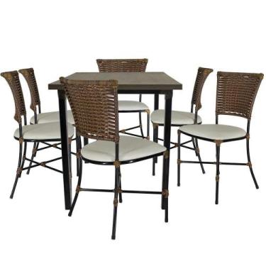 Imagem de 6 Cadeiras Gramado Argila Jantar Mesa Jogo De Jardim - PANERO MÓVEIS