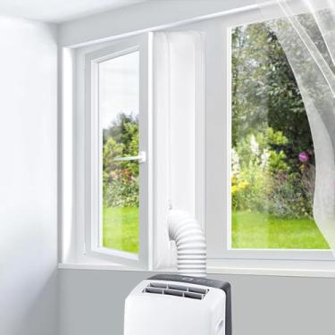 Imagem de Kit universal de vedação de janela de ar condicionado portátil com conector ajustável, secadora de roupas, 3 m, 4 m, 5 m, protetores de troca de ar com zíper e adesivo (400 cm)