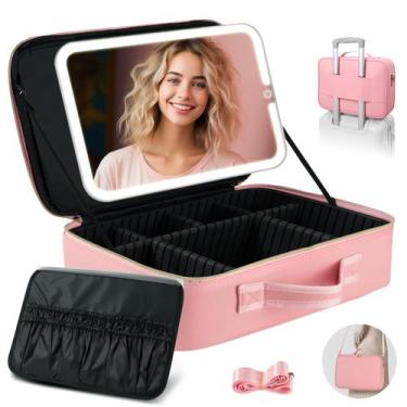 Imagem de Bolsa de maquiagem Suupvaor Large com espelho iluminado removível de 1