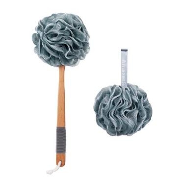 Imagem de Esponja de banho Loofah Back Scrubber AmazerBath Grey com alça