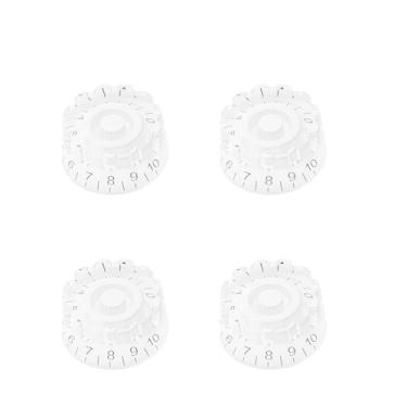Imagem de DIAO79NI Botões de velocidade métricos grossos serrilhados de 18 estrias para guitarra elétrica Epiphone Les Paul SG, branco/preto (conjunto de 4)