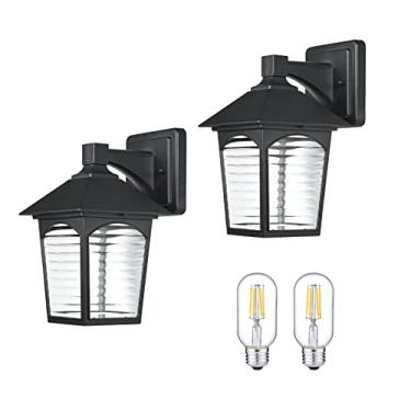 Imagem de Doraloko Luminárias externas montadas na parede, lanternas externas à prova d'água, arandela de iluminação antiferrugem para varanda de pátio, garagem de entrada de corredor, lâmpadas incluídas