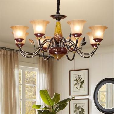 Imagem de Lâmpada Pendente Lustre LED Retro Cerâmica (C 3 Luzes) - Para Sala De Estar, Quarto, Estudo, Restaurante, Hotel, Café & Villa (S 8 luzes)