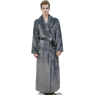 Imagem de Roupão De Banho Feminino Outono E Inverno Quente Longo Coral Veludo Grosso Casal Roupões De Banho Homens Mulheres Pijamas Roupão De Banho Toalhas De Banho Para Adultos, Grey Male, Large 60-80kg