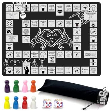 Imagem de Bride Or Die Bachelorette Adult Drinking Game, Black Interactive Party Rubber Mat Board Game with Two Dice, Drunk Night Drinking Game, Bachelorette Party Game Gift for Boys and Girls, 2 8 People 21+