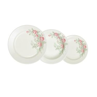 Imagem de Produzido pela Schmidt Serviço de Baixela 18 Peças em Louça Coleção Roseiral Real