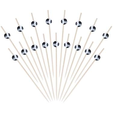 Imagem de GSHLLO 100 Pçs Palitos de Dentes de Coquetel Bola Esportiva Espetos Decorativos de Madeira Espetos de Madeira Palitos de Dente de Aperitivo Chique Toppers para Buffets Restaurantes Futebol