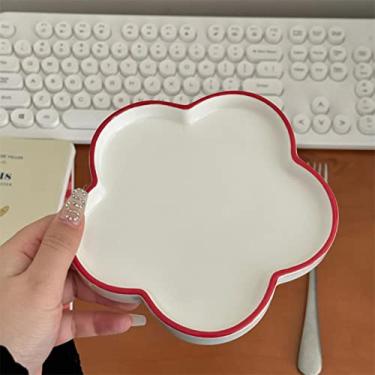 Imagem de Prato de cerâmica de flores para comida, jantar fofo, café da manhã, bolo, frutas, sobremesa, salada, lanches, pratos decorativos, cozinha, utensílios de mesa