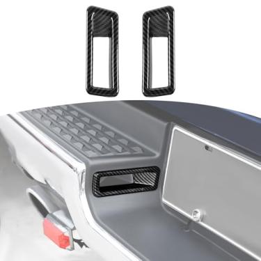 Imagem de JOSHELA Capa de acabamento de luz para placa de licença traseira para Dodge RAM 2018-Present Black Carbon Fiber Acessórios exteriores 2 peças