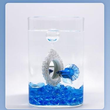 Imagem de Nwsrayu Conjunto de 2 peças de espelhos flutuantes de treinamento Betta para aquário de peixes, espelhos flutuantes de alimentação de aquário, brinquedos de peixe, brinquedo Bettas
