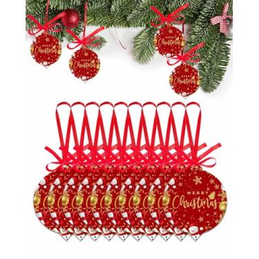 Imagem de Enfeites de Natal, presentes de boneco de neve, enfeite de floco de neve, bola de luz de Natal, vermelho, dourado, enfeites decorativos para pendurar, 10 peças