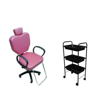 Imagem de kit para salão cabeleireiro - cadeira para salão cabeleireiro e carrin
