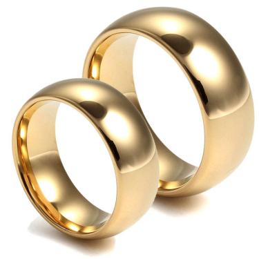 Imagem de Par de alianças De Noivado Casamento Tungstênio Clássica 8mm Banhada A Ouro 18k