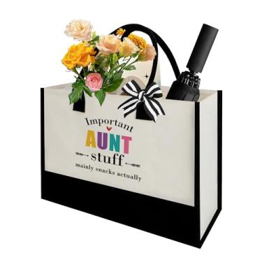 Imagem de Aunt Auntie Gifts from Niece Nephew - Sacola de lona para tia Brithday Natal, Dia das Mães, Dia de Ação de Graças, bolsa de praia para tia tia tia sobrinho