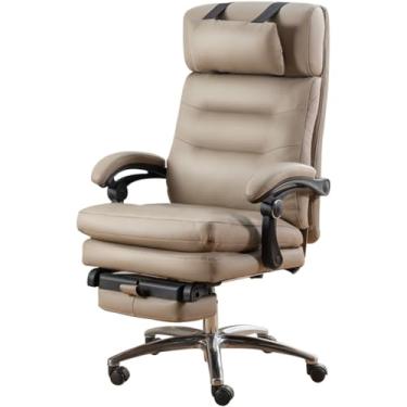 Imagem de Cadeira executiva alargada e giratória de altura, cadeira gerencial reclinável de 90°-160°, cadeira de mesa de computador com encosto de cabeça de elevação, rolamento de carga 170 kg/374 lbs (cor
