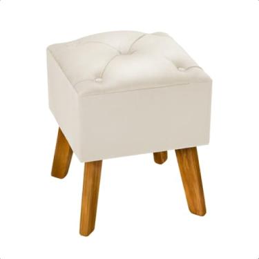 Imagem de Puff Decorativo de Veludo Captonê – Assento Retrô Luxo para Sala, Quarto e Recepção (OFF WHITE)