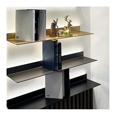 Imagem de Prateleira flutuante de 1 peça montada na parede, prateleiras de exibição de armazenamento de parede com luz LED, prateleira pendente industrial resistente para escritório, decoração de casa, alumínio