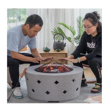 Imagem de Lareira externa a lenha no terraço do jardim, mesa de churrasco multifuncional interna, aquecedor externo com dispositivo de proteção contra faíscas (cor: Kit-1) (Kit 2)