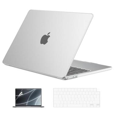 Imagem de EooCoo Capa compatível com MacBook Air de 15 polegadas M4 2025 2024 2023 versão A3241 M3 A3114 M2 A2941 tela retina líquida, capa rígida de plástico + capa de teclado + protetor de tela, transparente