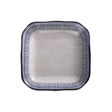 Imagem de ZYHSIJOBAS Tigela de frutas para salada, prato quadrado, prato de cerâmica, prato de vegetais, prato quadrado doméstico, prato profundo, prato de sopa, 2 peças, tigela de ramen