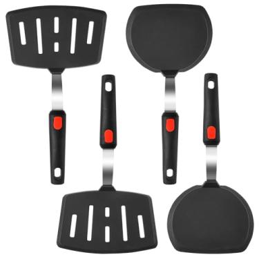 Imagem de Espátula de silicone com 4 peças, espátula de panqueca larga resistente ao calor para panelas antiaderentes, pode ser usada na lava-louças, utensílios de cozinha ideais para virar peixes, ovos