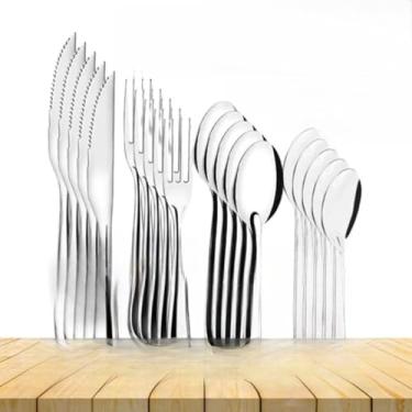 Imagem de Jogo De Talheres 48 Peças Aço Inox 12 Facas 12 Garfos De Mesa 12 Colheres E 12 Colheres De Sobremesa (48x Garfo+faca+colher+colhersb)