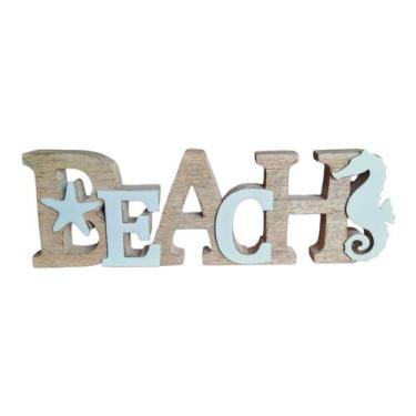 Imagem de Escultura 35cm De Madeira Decoração De Praia Casa No Litoral - Florart