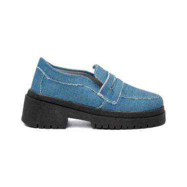 Imagem de Mocassim Atikkos Tratorado Oxford Casual Feminino, Jeans, 35
