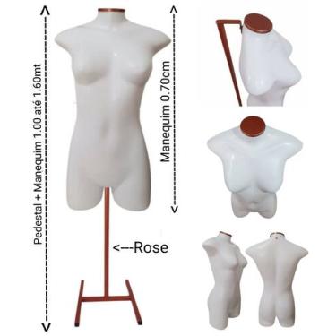Imagem de Manequim feminino (meio corpo Modelo jô N.36) branco com tampa Rose + 