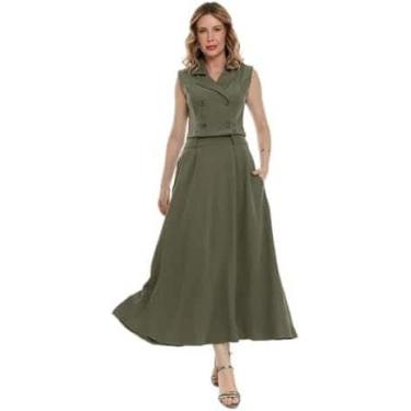 Imagem de Conjunto Feminino Evangélico Saia Longa e Colete Alfaiataria  Moderno,