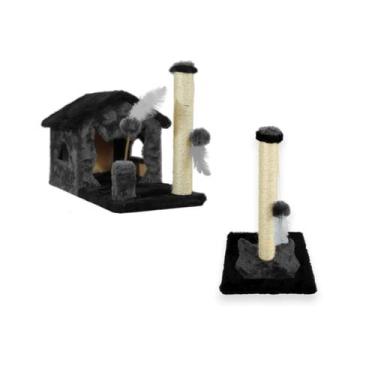 Imagem de Arranhador Casa Para Gatos Sem Rede Poste P Torre  Sisal - Miupet, PRE