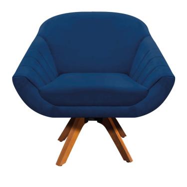 Imagem de Poltrona Giratória Giovana Suede Azul Marinho Base Madeira MM30 D'Rossi