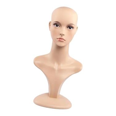 Imagem de oshhni Pingente de cabeça de manequim feminino com corrente e maquiagem para penteados e toucados, Style C