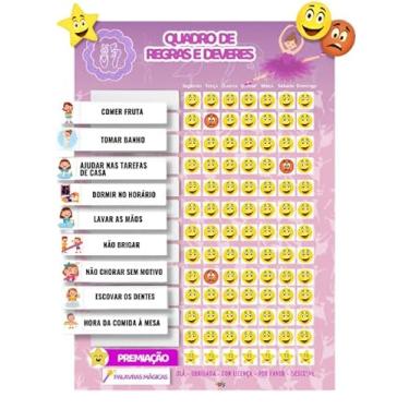 Imagem de Quadro de Regras, Incentivos e Tarefas Bailarina – Quadro Magnético Infantil Opfy A4