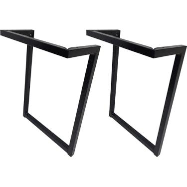 Imagem de Kit 2 Pé Base Metal Aço Tubolar Banco Banqueta Quadrado Retangular Cor Preto 43x32cm