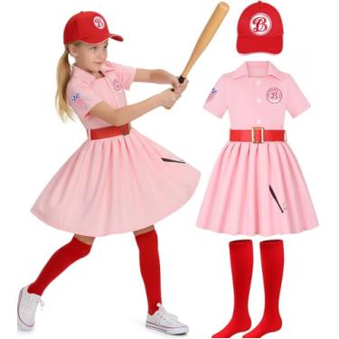 Imagem de HORTYZON Camisetas de beisebol divertidas para crianças, estampadas, verão, beisebol, dia do jogo, roupa esportiva, festa de Halloween (11-12 anos) rosa