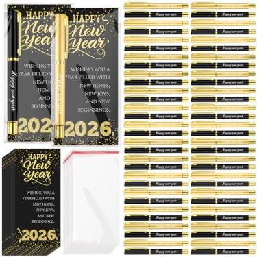 Imagem de Demonwer 60 conjuntos de canetas de feliz ano novo a granel feliz ano novo com cartões de bênção de ano novo 2026, presentes para colegas de trabalho, amigos, lembrancinhas de festa em família
