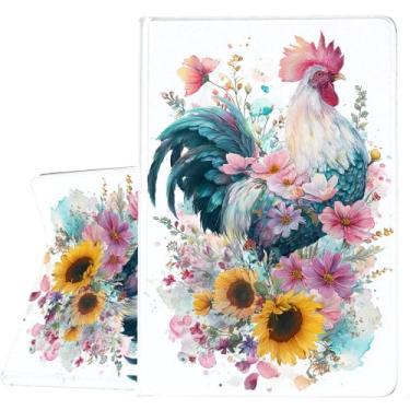 Imagem de ZHJLZQAI Capa para iPad Air 3 de 10,5 polegadas (2019, 3ª geração), iPad Pro 10,5 polegadas 2017, suporte de ângulo de visão ajustável e leve, despertar/hibernar automaticamente, galo de girassol